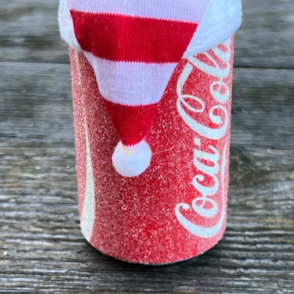 COCA-COLA COKE CAN GLITTER SANTA HAT CHRISTMAS HOLIDAY ORNAMENT - Picture 4 of 6